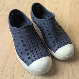 Native Dark Blue Perforated Slip-Ons with Light Soles Size 13
